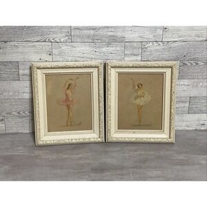 2 MONTE Signed BALLERINA Framed Prints Enchanted & Porcelain Princess NY Vtg
